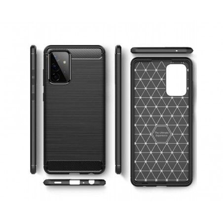 Funda Gel Tpu Tipo Carbon Negra para Samsung Galaxy A72