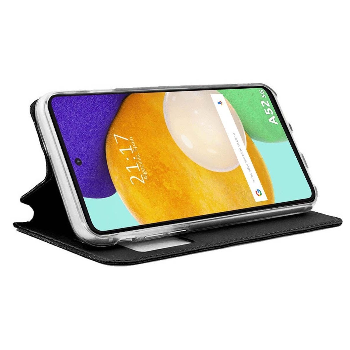 Funda Libro Soporte con Ventana para Samsung Galaxy A52 / A52 5G / A52s 5G color Negra