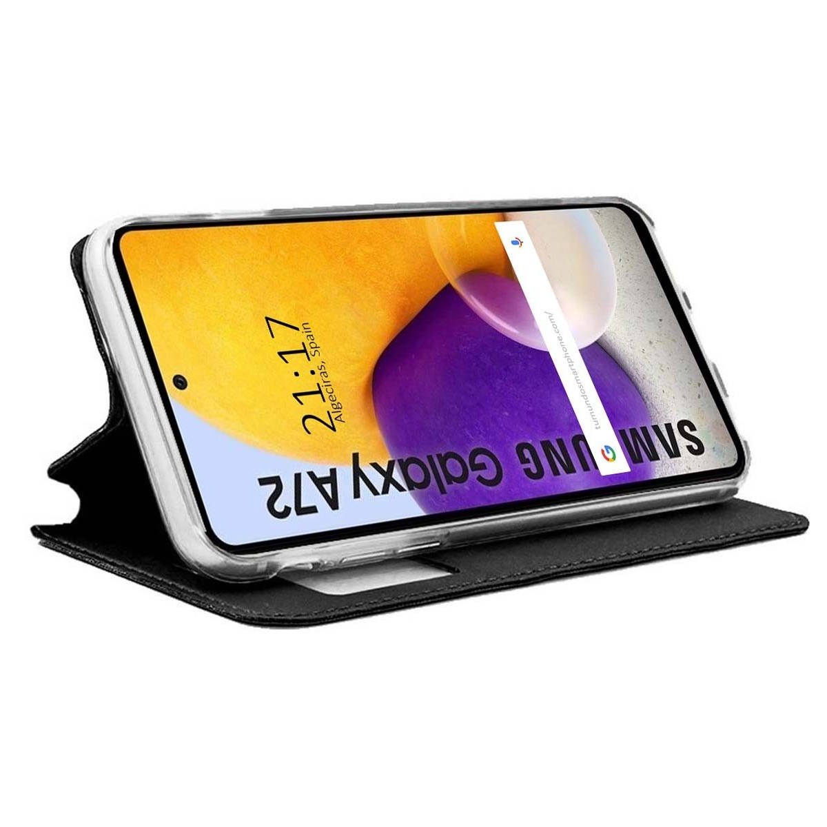 Funda Libro Soporte con Ventana para Samsung Galaxy A72 color Negra