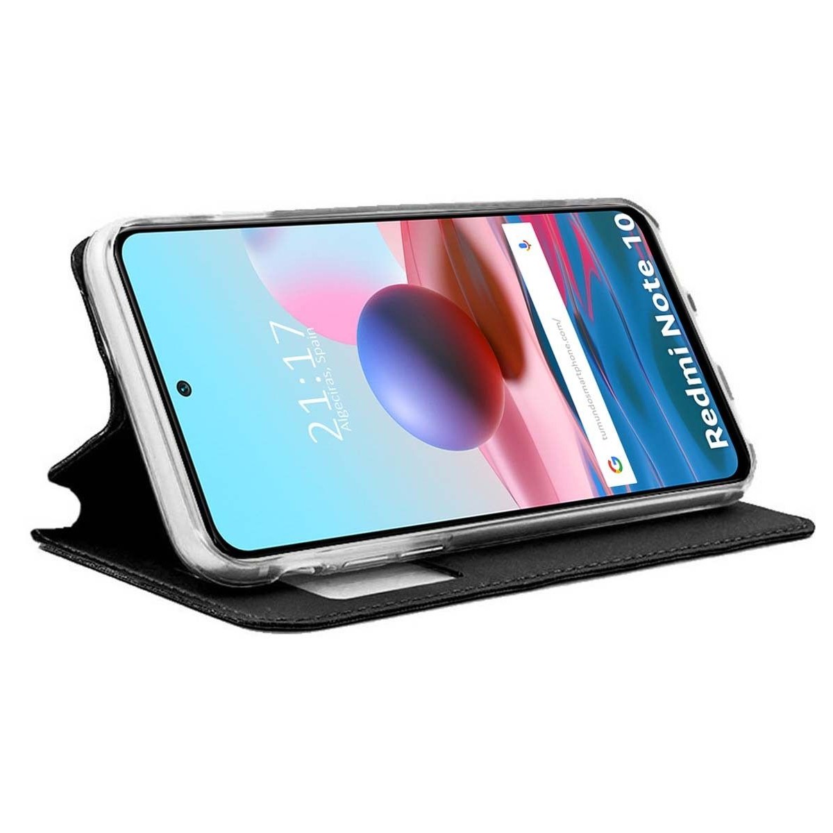 Funda Libro Soporte con Ventana para Xiaomi Redmi Note 10 / 10S color Negra