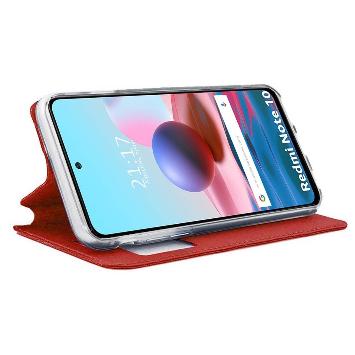 Funda Libro Soporte con Ventana para Xiaomi Redmi Note 10 / 10S color Roja