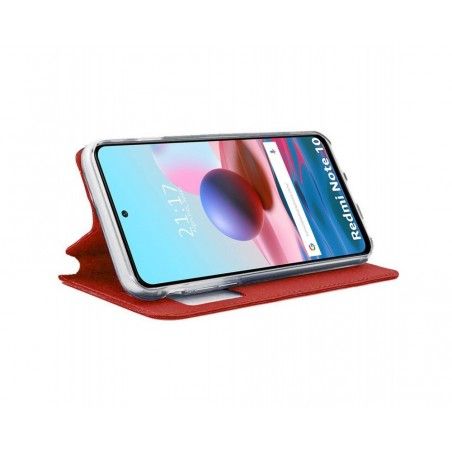 Funda Libro Soporte con Ventana para Xiaomi Redmi Note 10 / 10S color Roja