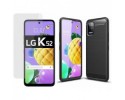 Pack 2 En 1 Funda Gel Tipo Carbono + Protector Cristal Templado para Lg K52