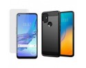 Pack 2 En 1 Funda Gel Tipo Carbono + Protector Cristal Templado para Oppo A53 / A53s