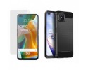 Pack 2 En 1 Funda Gel Tipo Carbono + Protector Cristal Templado para Oppo Reno 4Z 5G