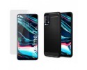 Pack 2 En 1 Funda Gel Tipo Carbono + Protector Cristal Templado para Realme 7 Pro