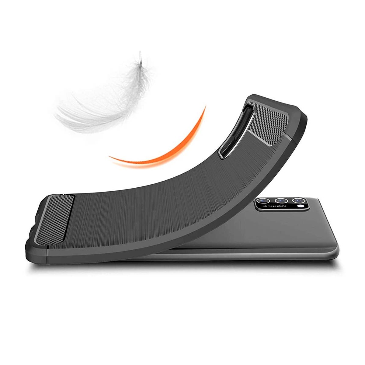 Funda Gel Tpu Tipo Carbon Negra para Samsung Galaxy A02s