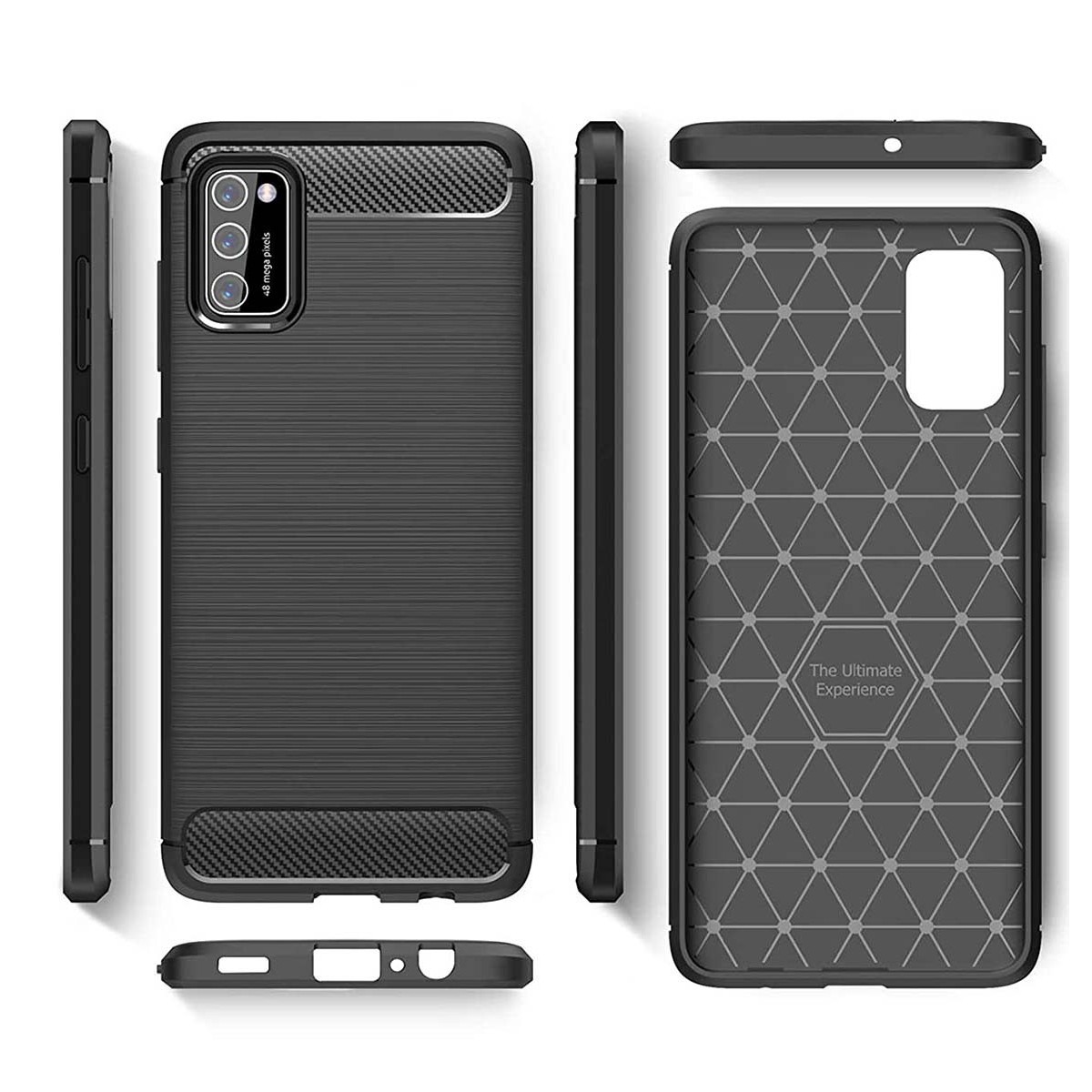 Funda Gel Tpu Tipo Carbon Negra para Samsung Galaxy A02s