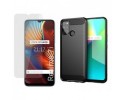 Pack 2 En 1 Funda Gel Tipo Carbono + Protector Cristal Templado para Realme 7i / Narzo 30A