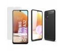 Pack 2 En 1 Funda Gel Tipo Carbono + Protector Cristal Templado para Samsung Galaxy A32 4G