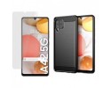 Pack 2 En 1 Funda Gel Tipo Carbono + Protector Cristal Templado para Samsung Galaxy A42 5G