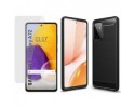 Pack 2 En 1 Funda Gel Tipo Carbono + Protector Cristal Templado para Samsung Galaxy A72