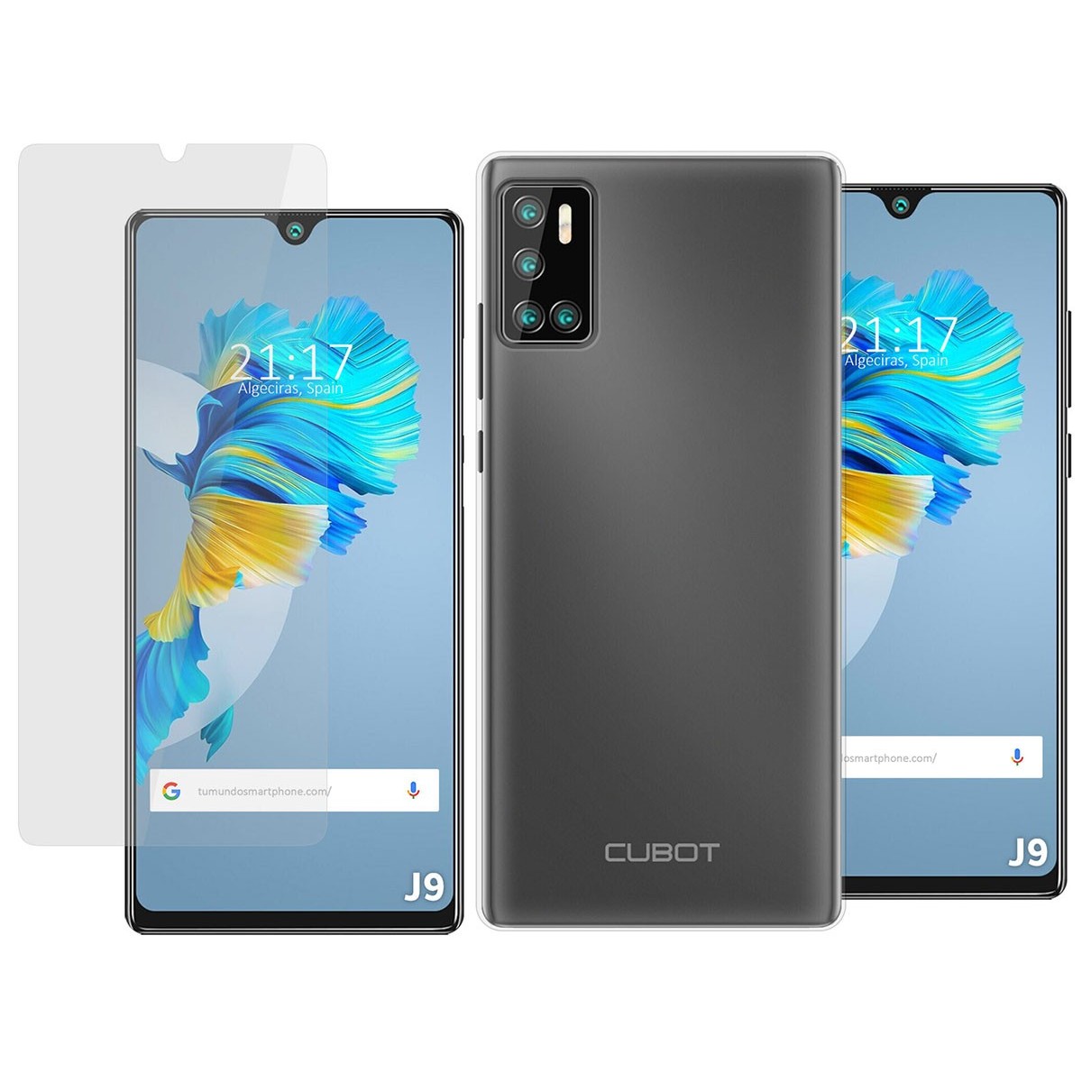 Pack 2 En 1 Funda Gel Transparente + Protector Cristal Templado para Cubot J9