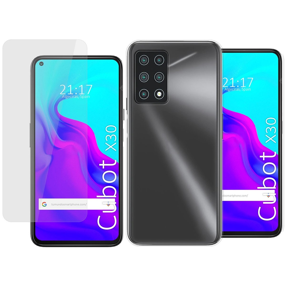 Pack 2 En 1 Funda Gel Transparente + Protector Cristal Templado para Cubot X30