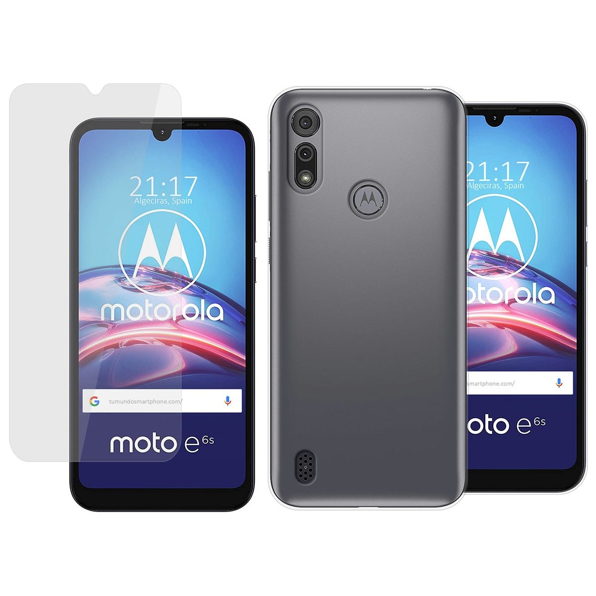 Pack 2 En 1 Funda Gel Transparente + Protector Cristal Templado para Motorola Moto e6s