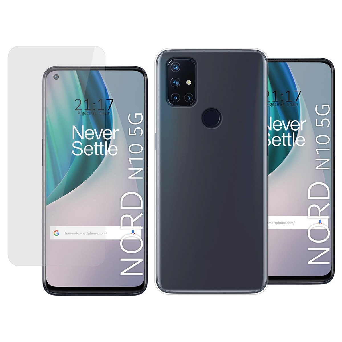 Pack 2 En 1 Funda Gel Transparente + Protector Cristal Templado para OnePlus Nord N10 5G