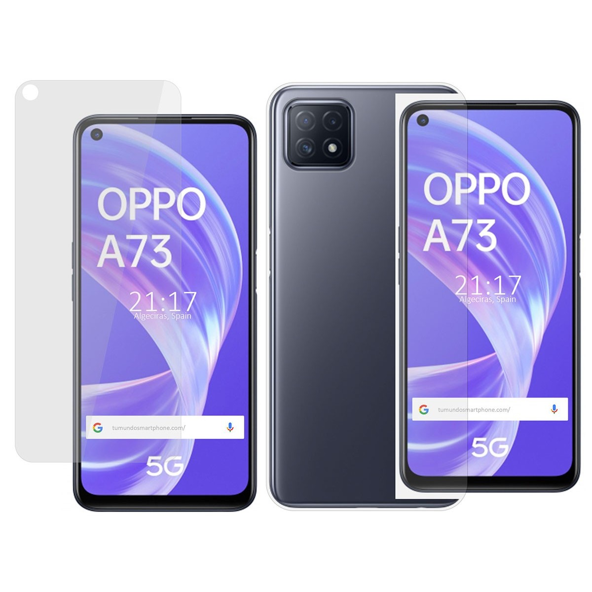 Pack 2 En 1 Funda Gel Transparente + Protector Cristal Templado para Oppo A73 5G
