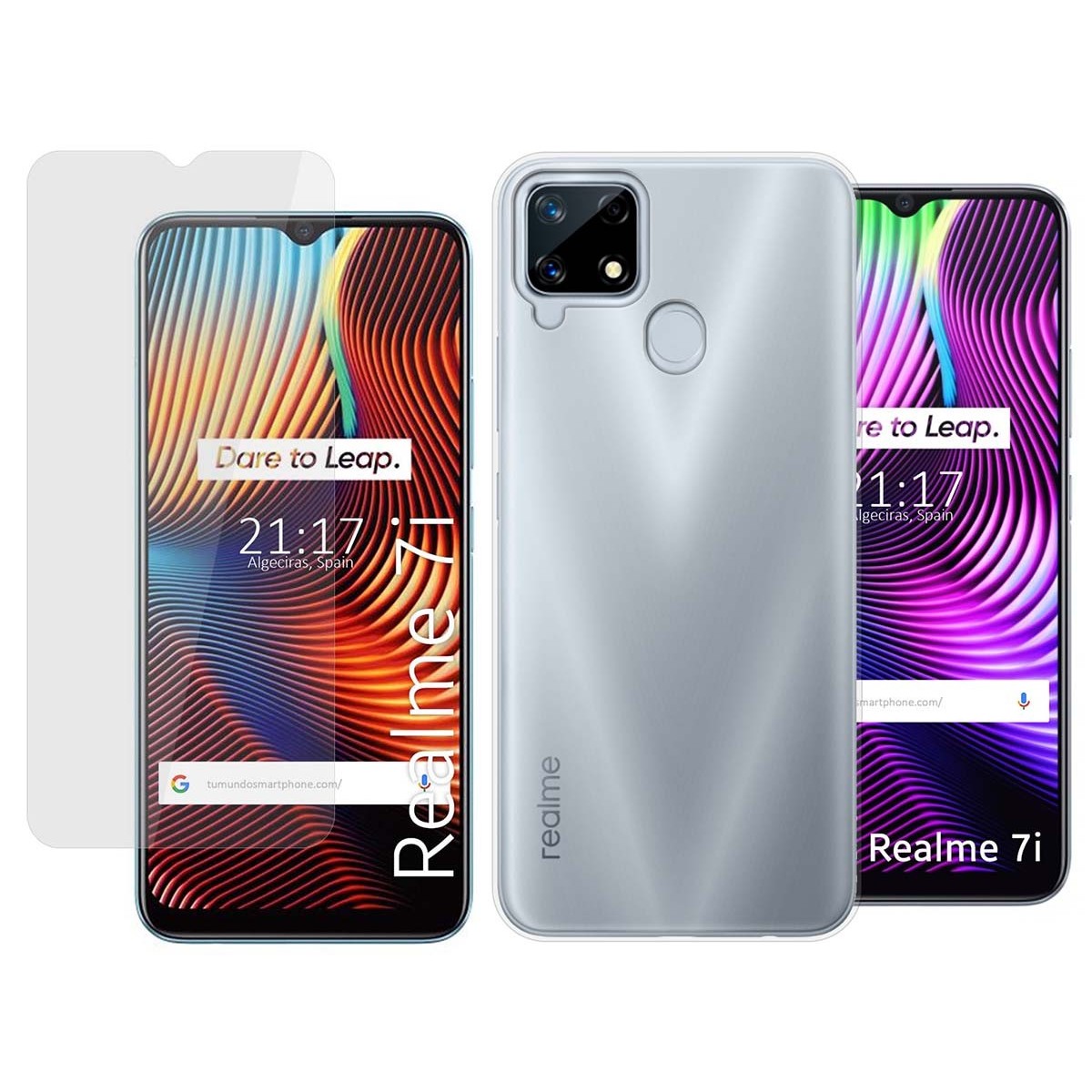 Pack 2 En 1 Funda Gel Transparente + Protector Cristal Templado para Realme 7i / Narzo 30A