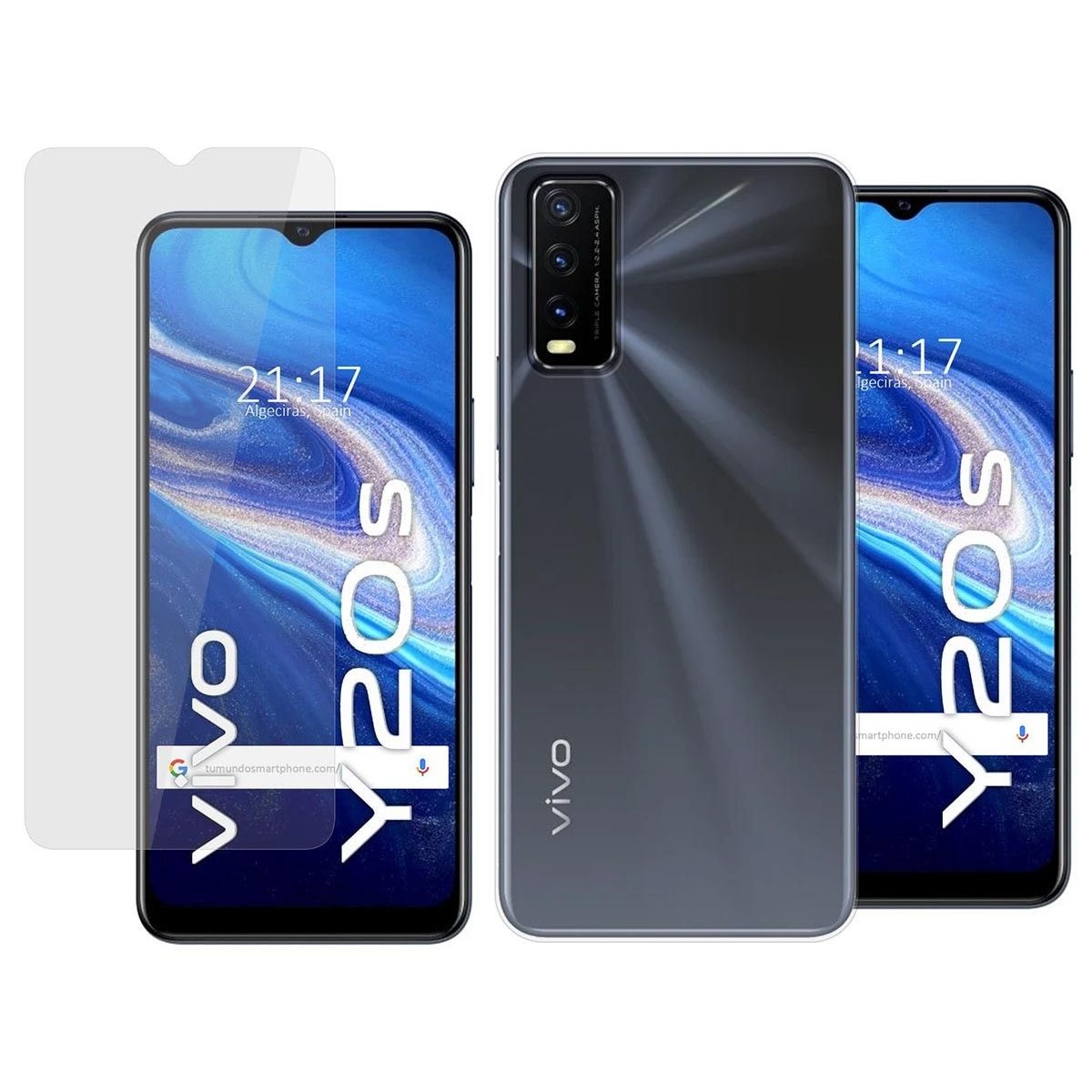 Pack 2 En 1 Funda Gel Transparente + Protector Cristal Templado para Vivo Y20s / Y11s