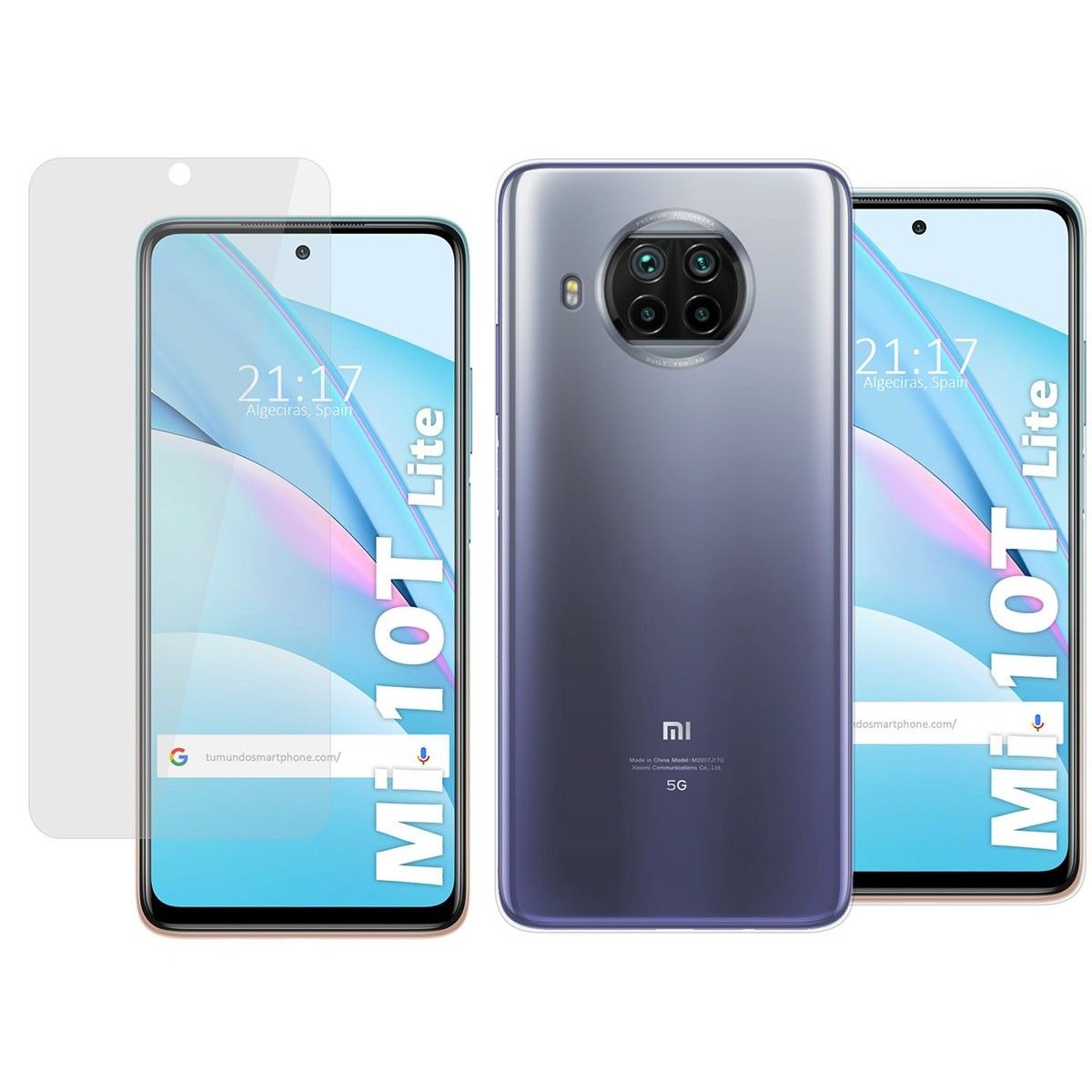 Pack 2 En 1 Funda Gel Transparente + Protector Cristal Templado para Xiaomi Mi 10T Lite