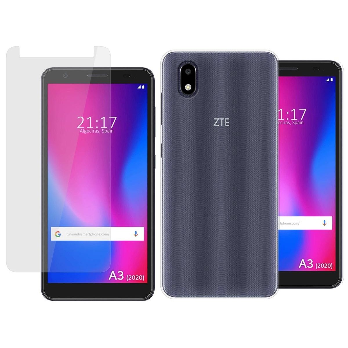 Pack 2 En 1 Funda Gel Transparente + Protector Cristal Templado para Zte Blade A3 2020