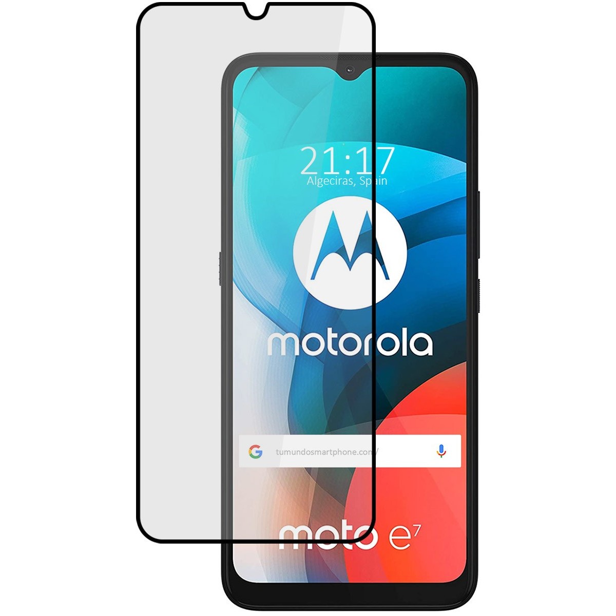 Protector Cristal Templado Completo 5D Full Glue Negro para Moto E7 Vidrio