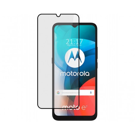 Protector Cristal Templado Completo 5D Full Glue Negro para Moto E7 Vidrio