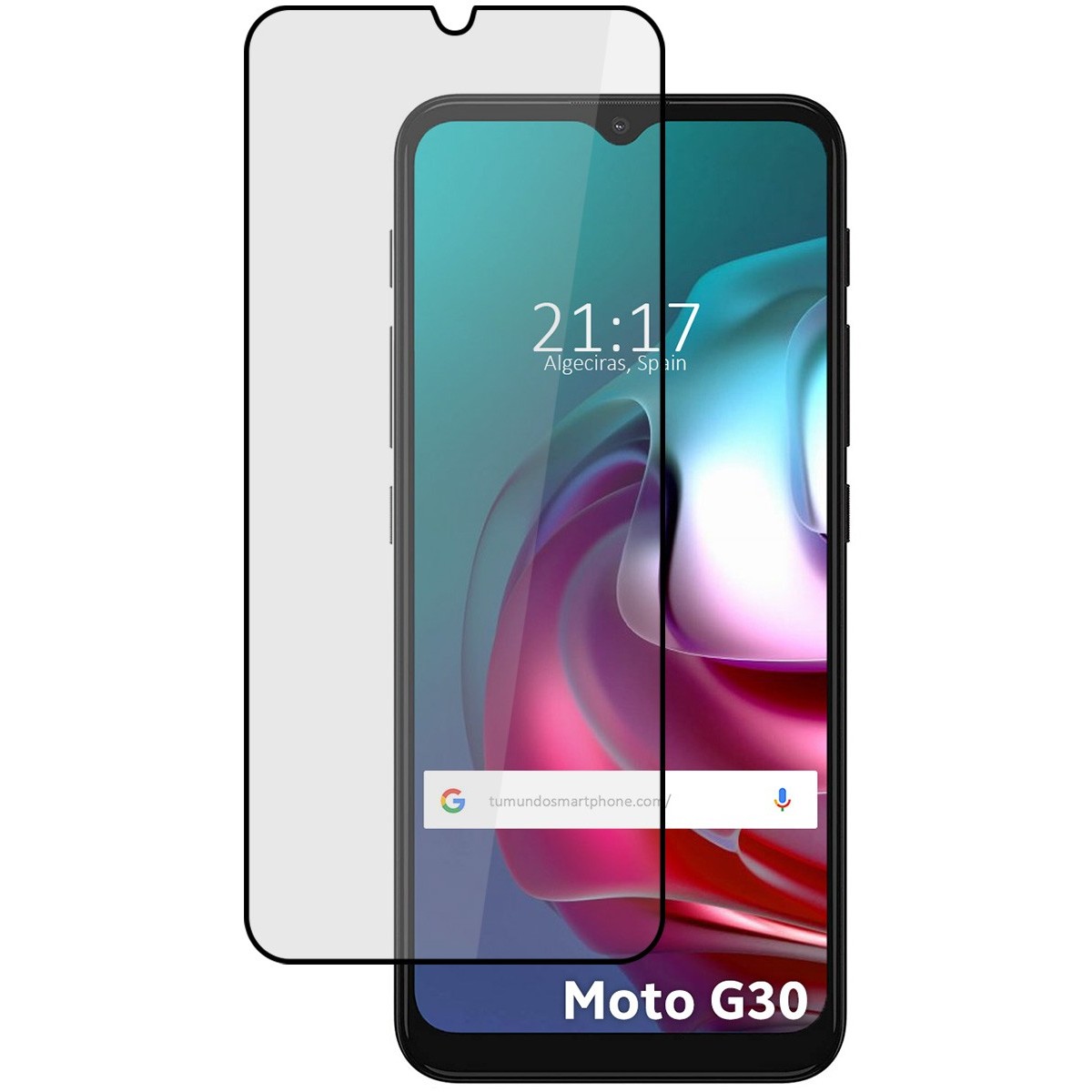 Protector Cristal Templado Completo 5D Full Glue Negro para Moto G10 / G20 / G30