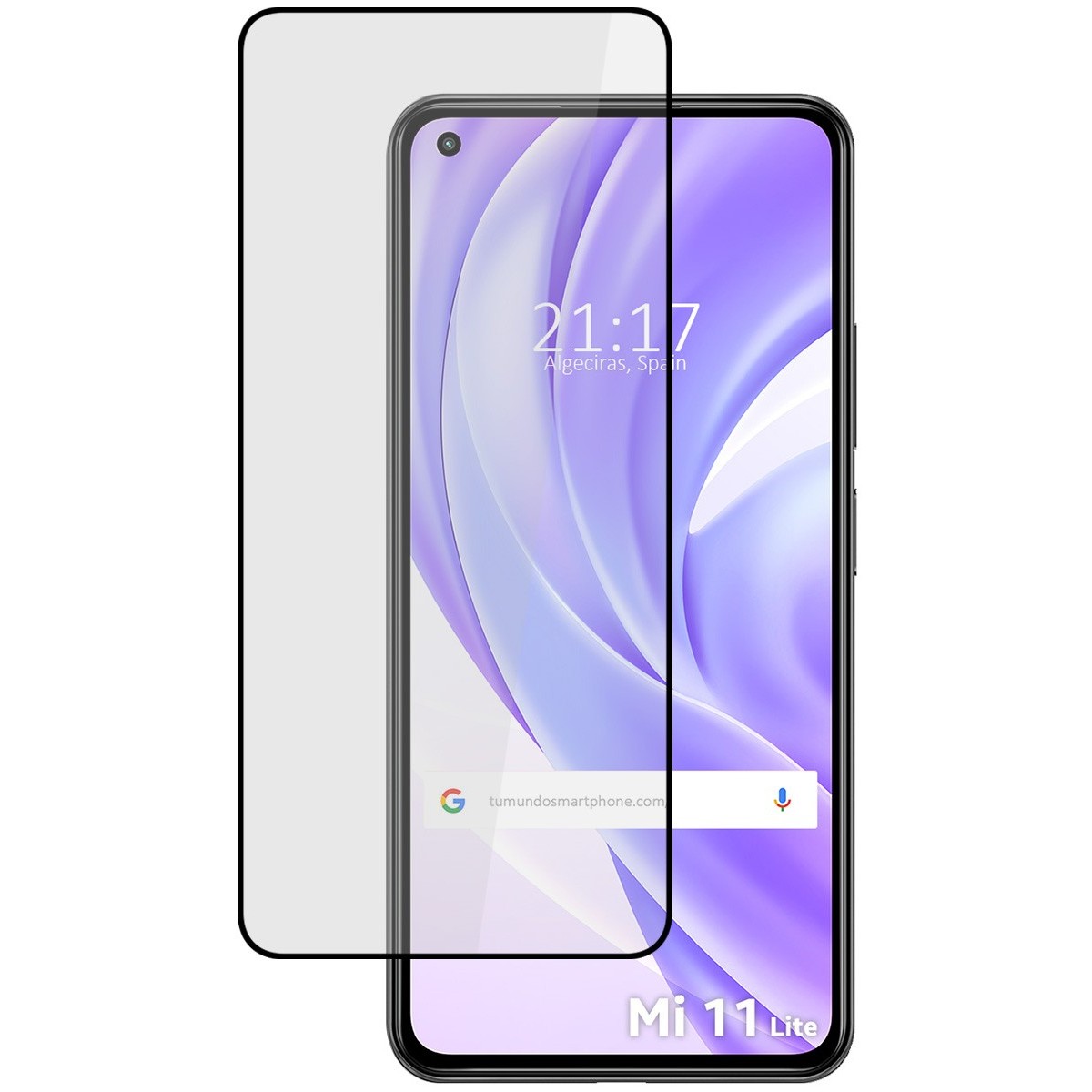 Protector Cristal Templado Completo 5D Full Glue Negro para Xiaomi Mi 11 Lite 4G / 5G / 5G NE