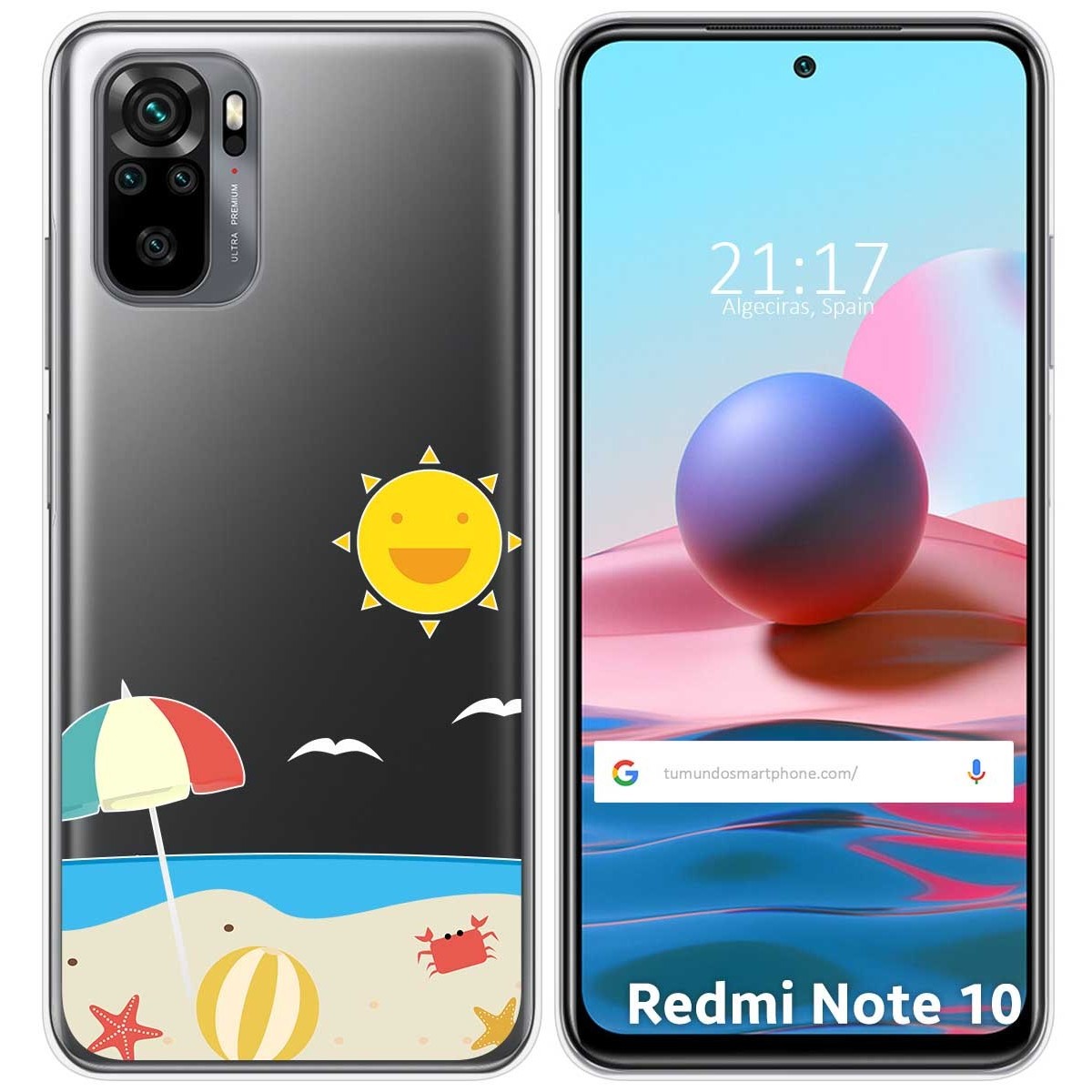 Funda Gel Transparente para Xiaomi Redmi Note 10 / 10S diseño Playa Dibujos