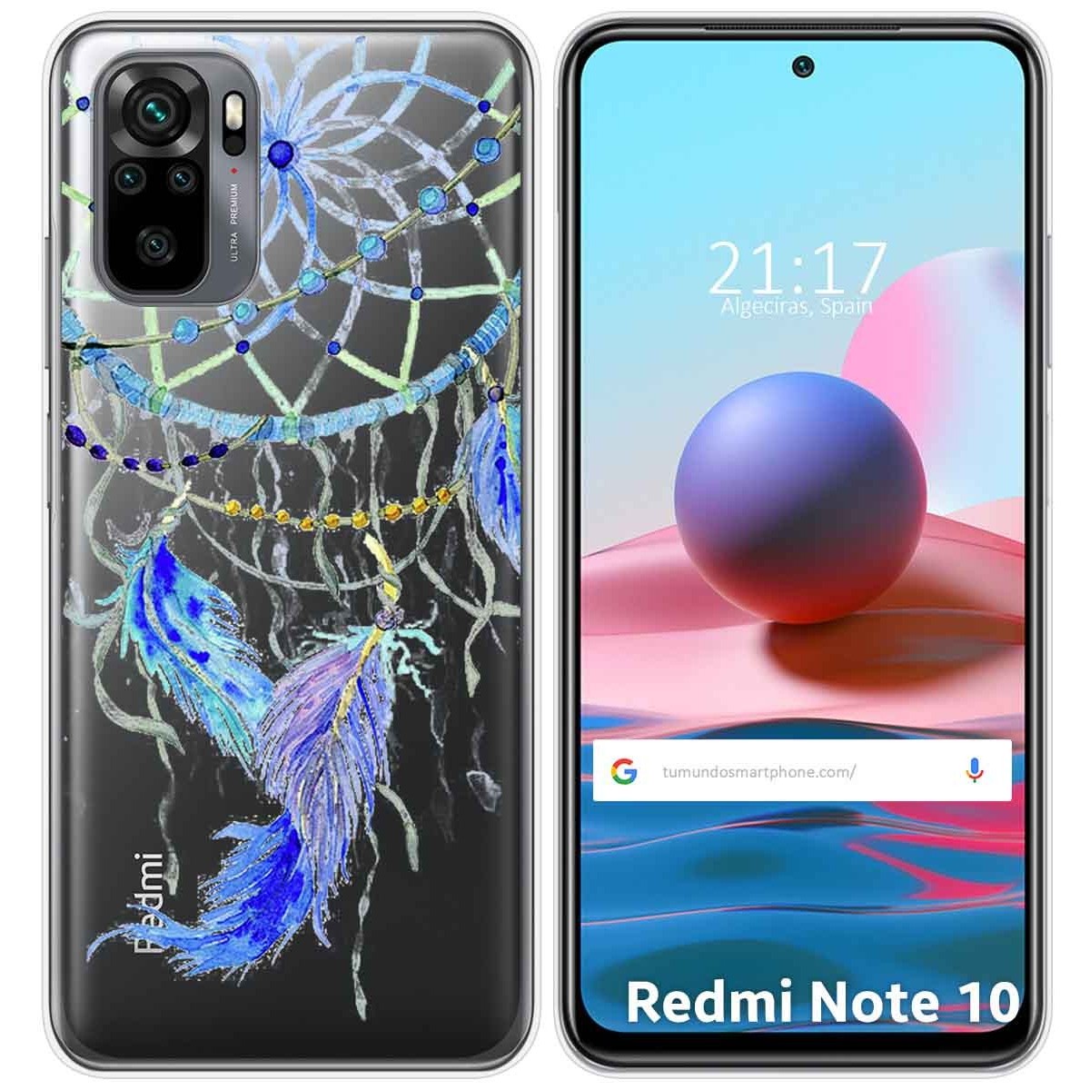 Funda Gel Transparente para Xiaomi Redmi Note 10 / 10S diseño Plumas Dibujos