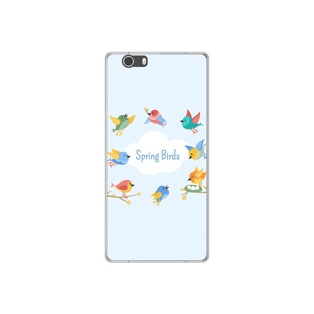Funda Gel Tpu para Elephone M2 Diseño Spring Birds Dibujos