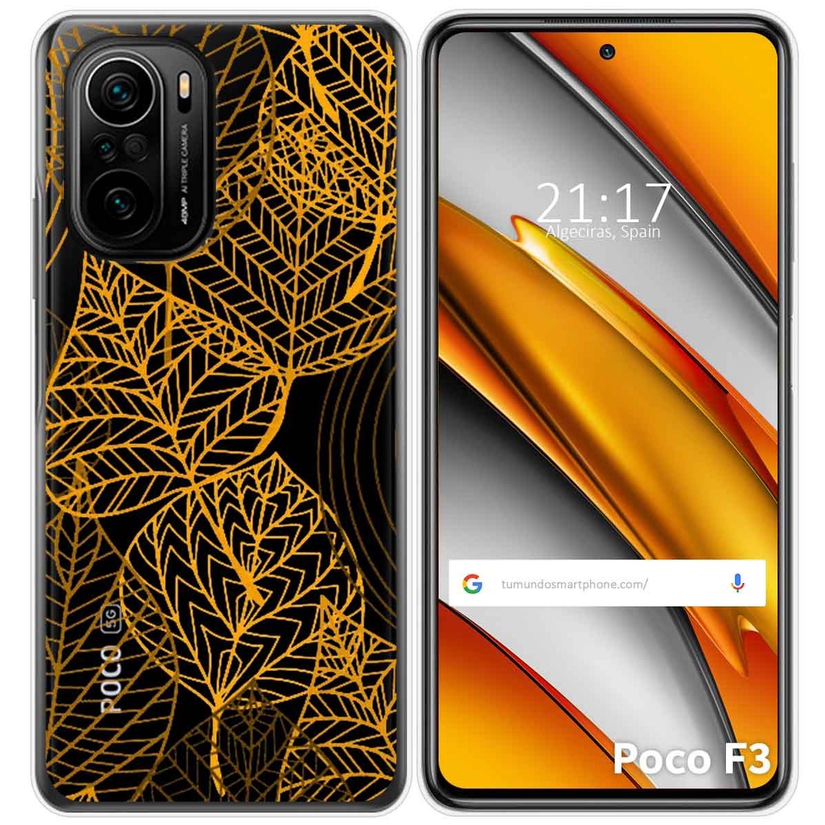 Funda Gel Transparente para Xiaomi POCO F3 5G / Mi 11i 5G diseño Hojas Dibujos