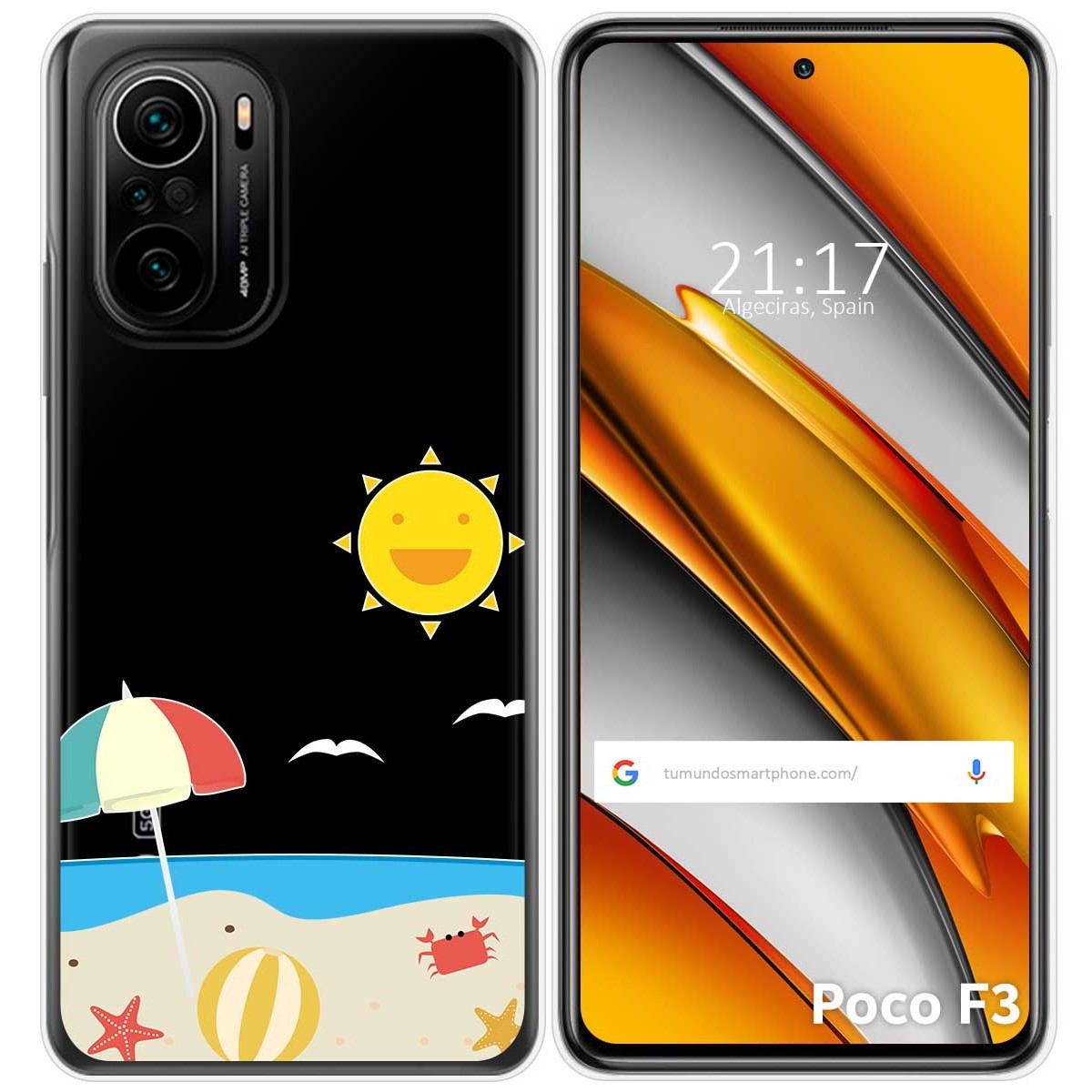 Funda Gel Transparente para Xiaomi POCO F3 5G / Mi 11i 5G diseño Playa Dibujos