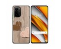 Funda Gel Tpu para Xiaomi POCO F3 5G / Mi 11i 5G diseño Corazones Madera Dibujos