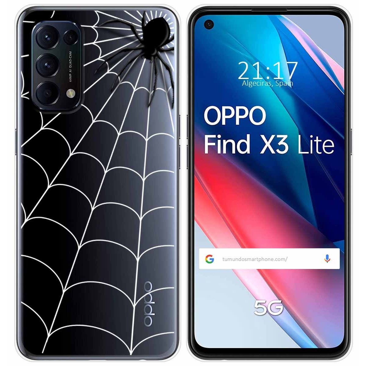Funda Gel Transparente para Oppo Find X3 Lite 5G diseño Araña Dibujos