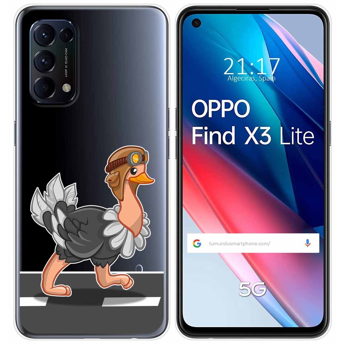 Funda Gel Transparente para Oppo Find X3 Lite 5G diseño Avestruz Dibujos