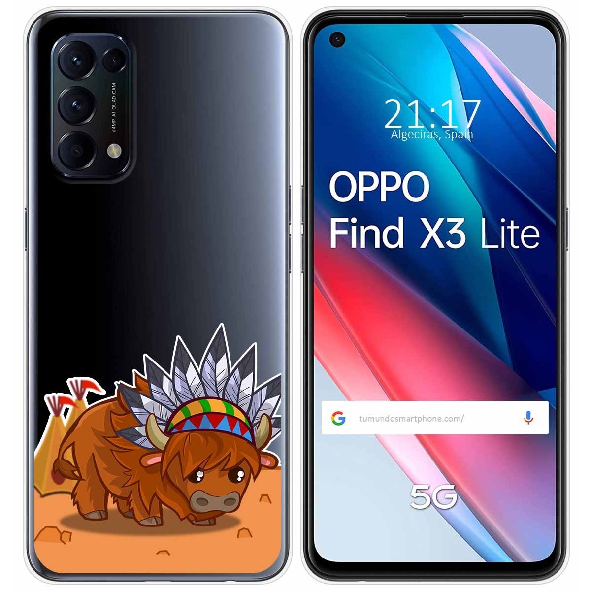 Funda Gel Transparente para Oppo Find X3 Lite 5G diseño Bufalo Dibujos