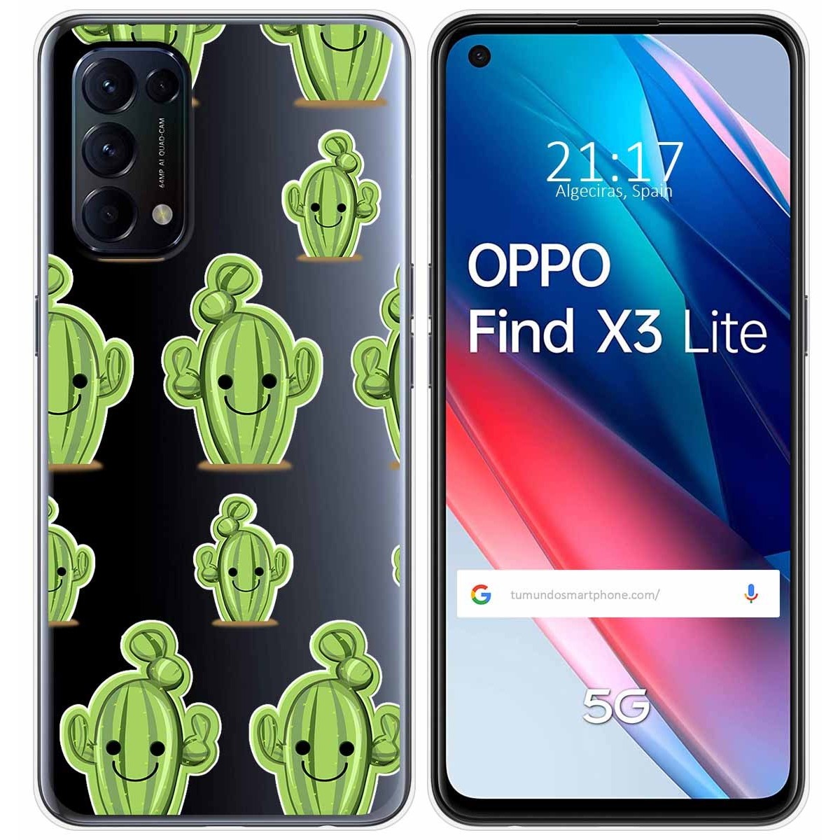 Funda Gel Transparente para Oppo Find X3 Lite 5G diseño Cactus Dibujos
