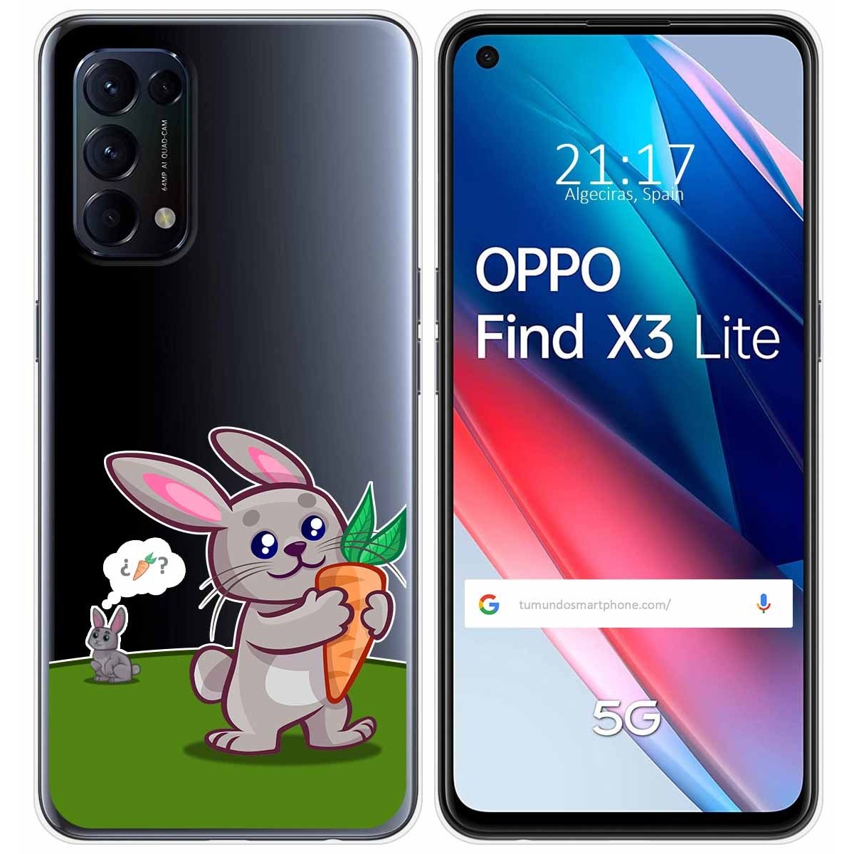 Funda Gel Transparente para Oppo Find X3 Lite 5G diseño Conejo Dibujos