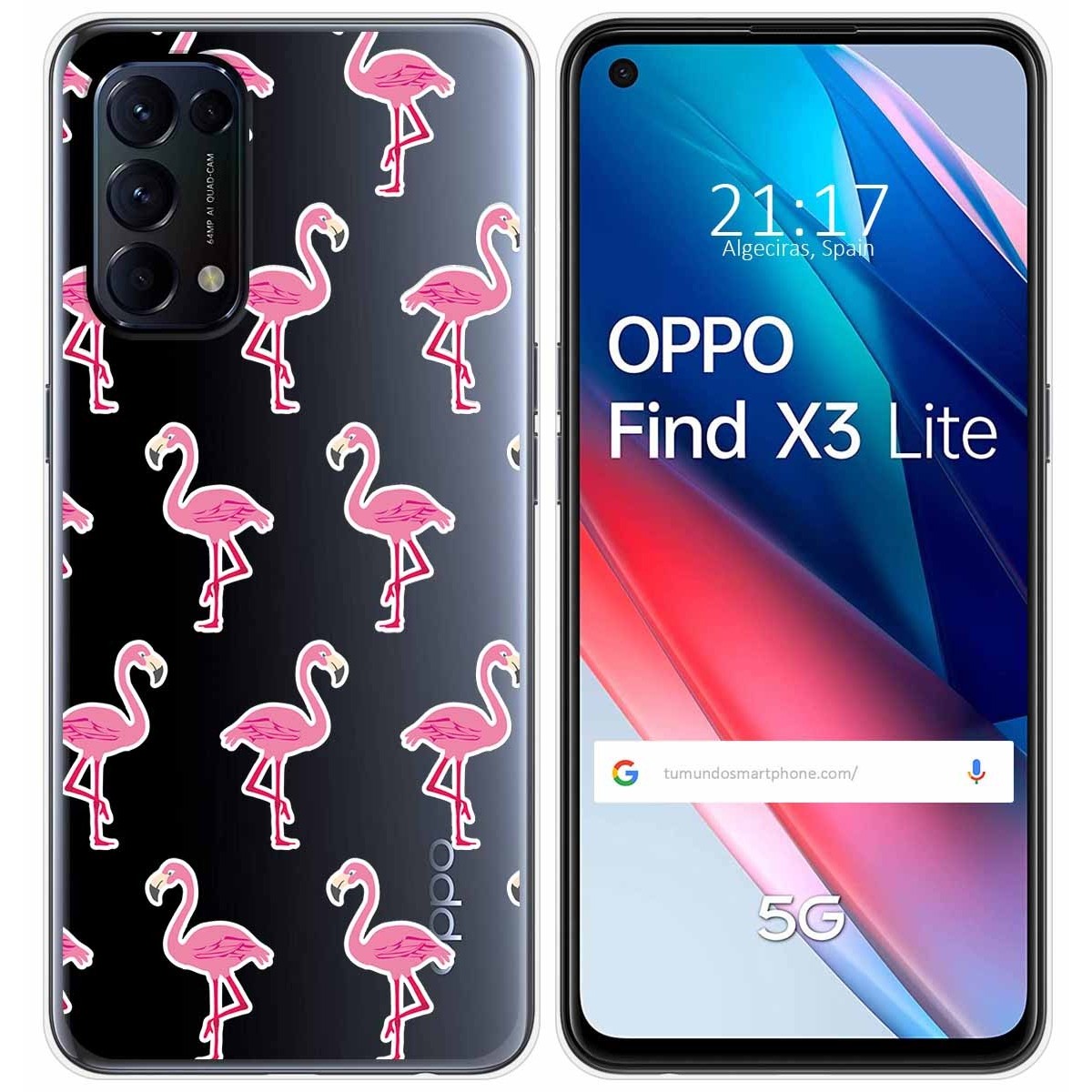 Funda Gel Transparente para Oppo Find X3 Lite 5G diseño Flamenco Dibujos