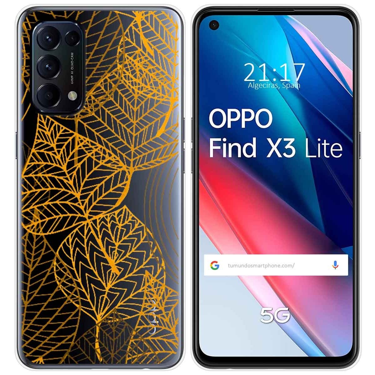 Funda Gel Transparente para Oppo Find X3 Lite 5G diseño Hojas Dibujos