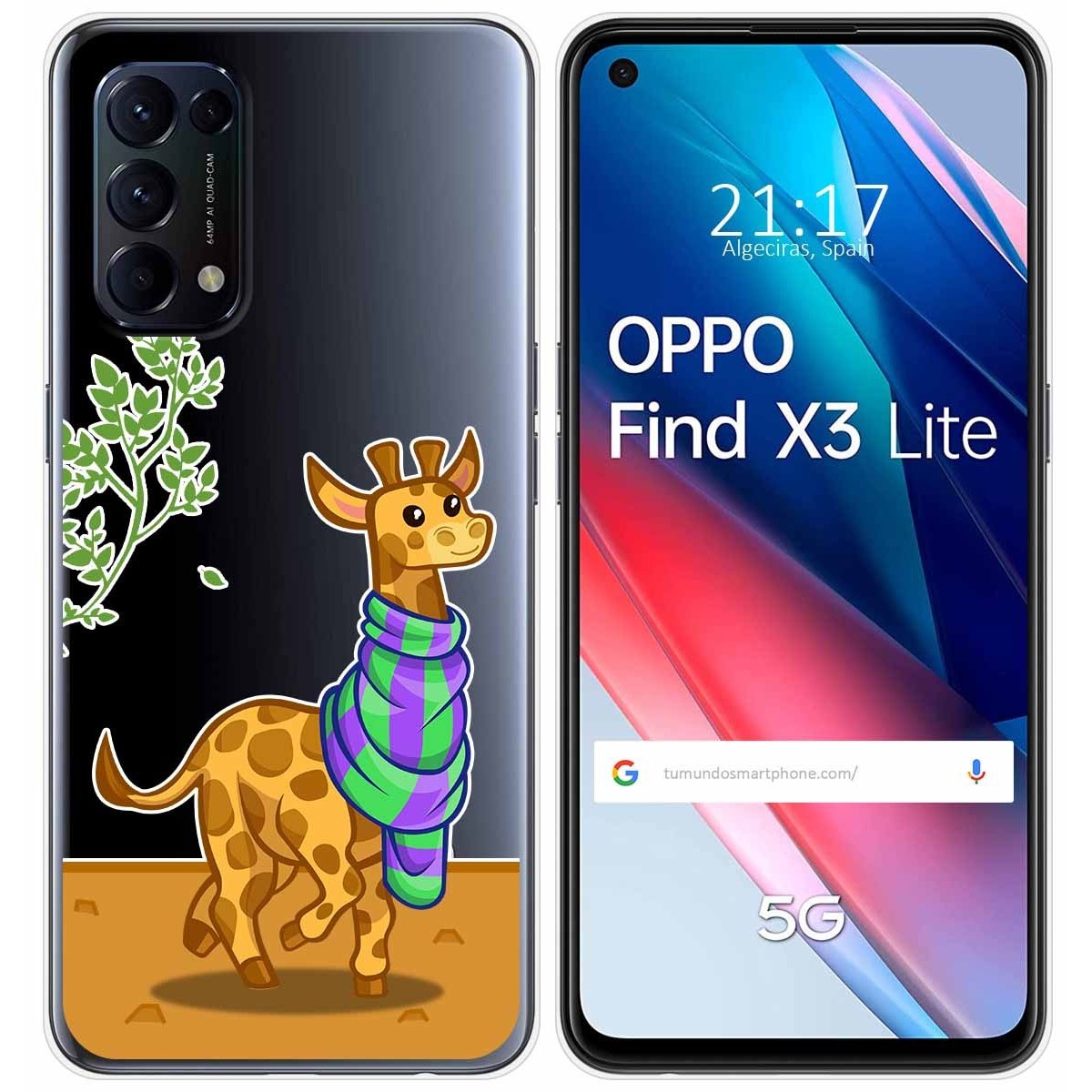Funda Gel Transparente para Oppo Find X3 Lite 5G diseño Jirafa Dibujos