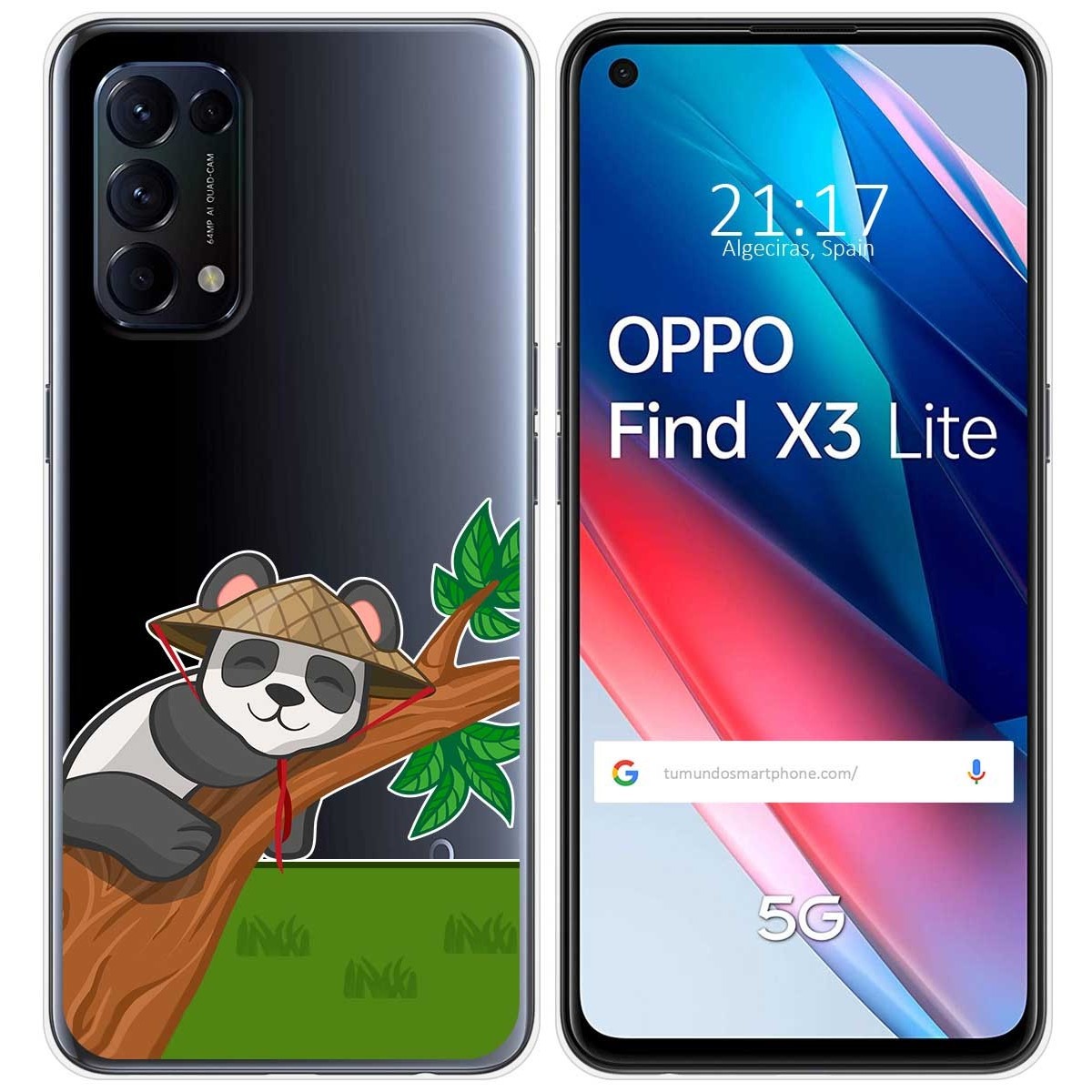 Funda Gel Transparente para Oppo Find X3 Lite 5G diseño Panda Dibujos