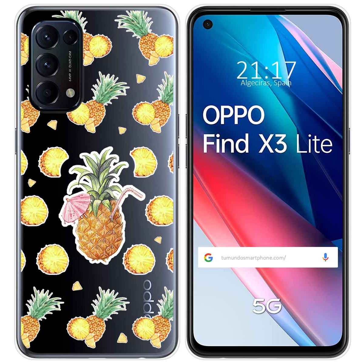 Funda Gel Transparente para Oppo Find X3 Lite 5G diseño Piña Dibujos