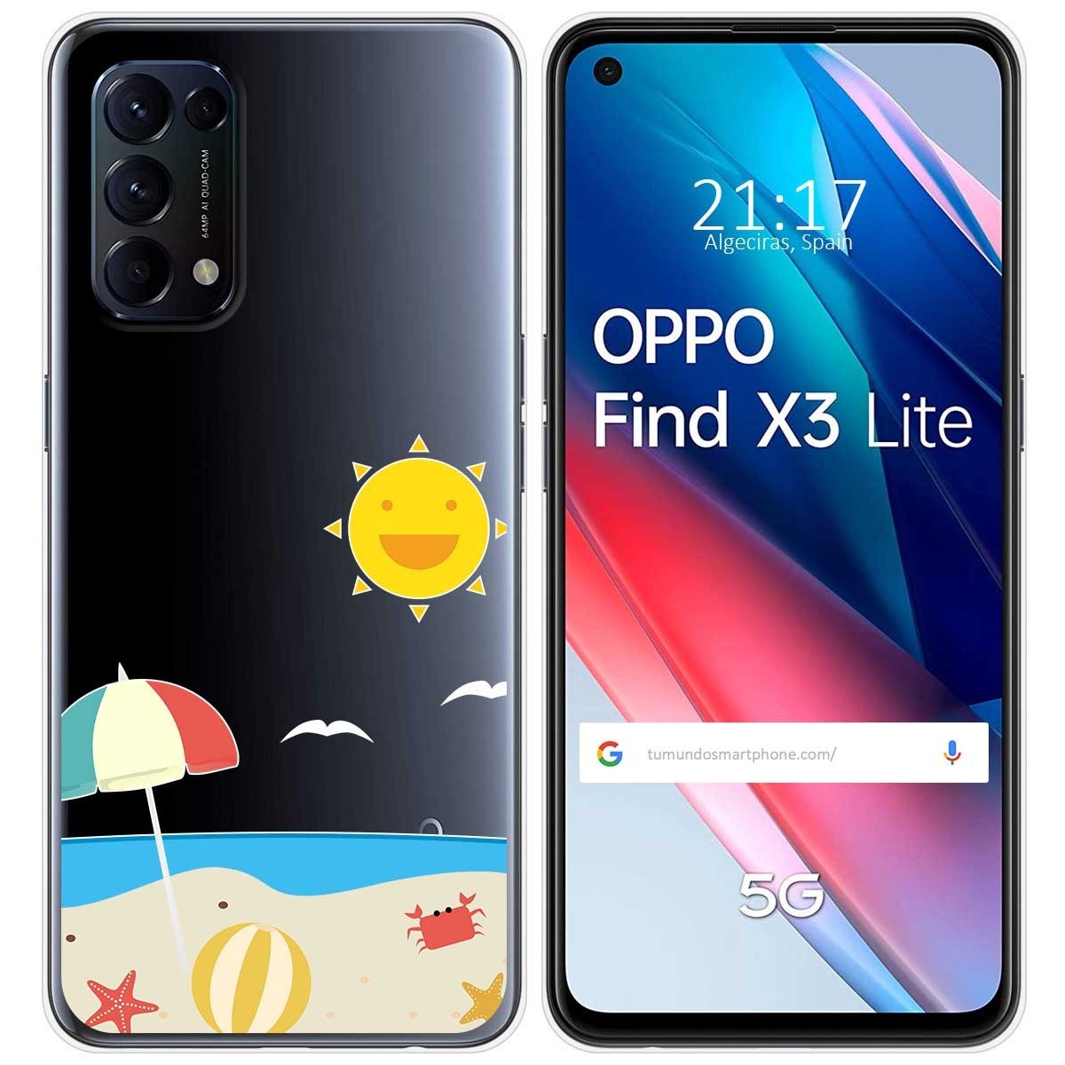 Funda Gel Transparente para Oppo Find X3 Lite 5G diseño Playa Dibujos