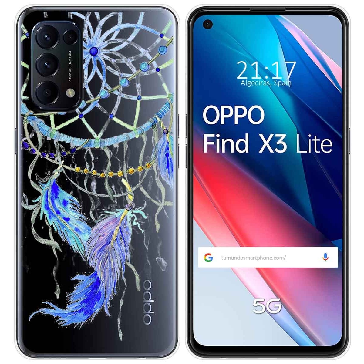 Funda Gel Transparente para Oppo Find X3 Lite 5G diseño Plumas Dibujos