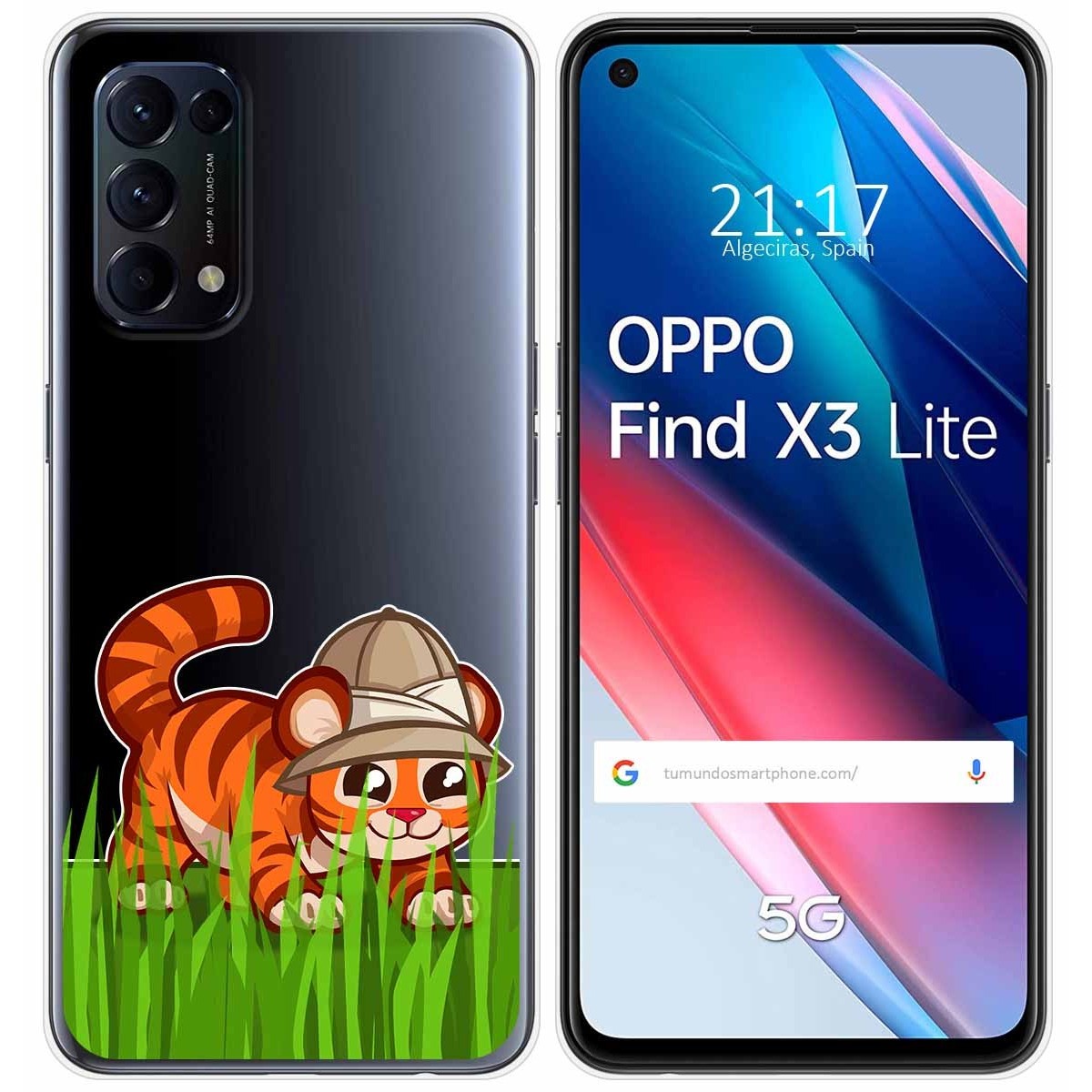 Funda Gel Transparente para Oppo Find X3 Lite 5G diseño Tigre Dibujos