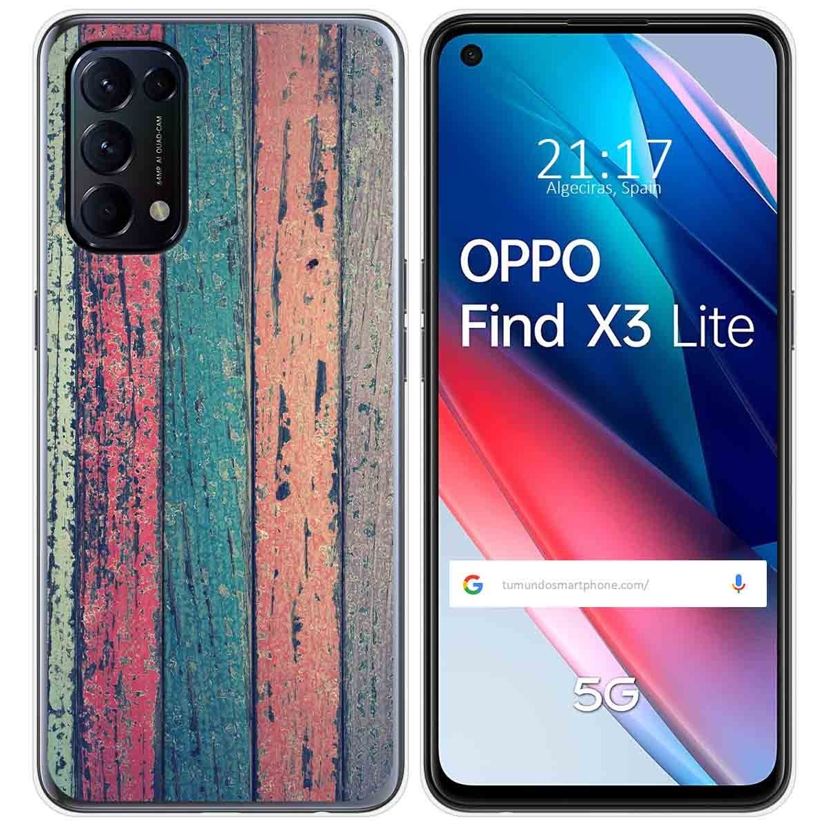 Funda Gel Tpu para Oppo Find X3 Lite 5G diseño Madera 10 Dibujos
