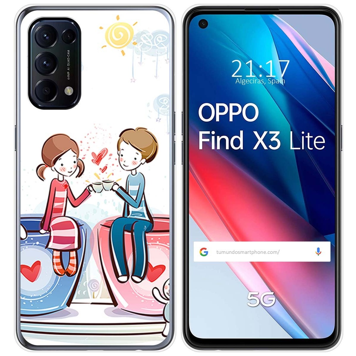 Funda Gel Tpu para Oppo Find X3 Lite 5G diseño Café Dibujos